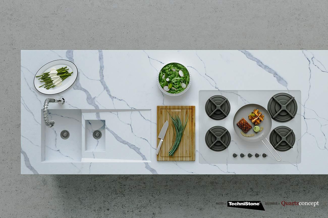 couleur-AMNIS Quartz Technistone | Comptoir de cuisine et salle de bain